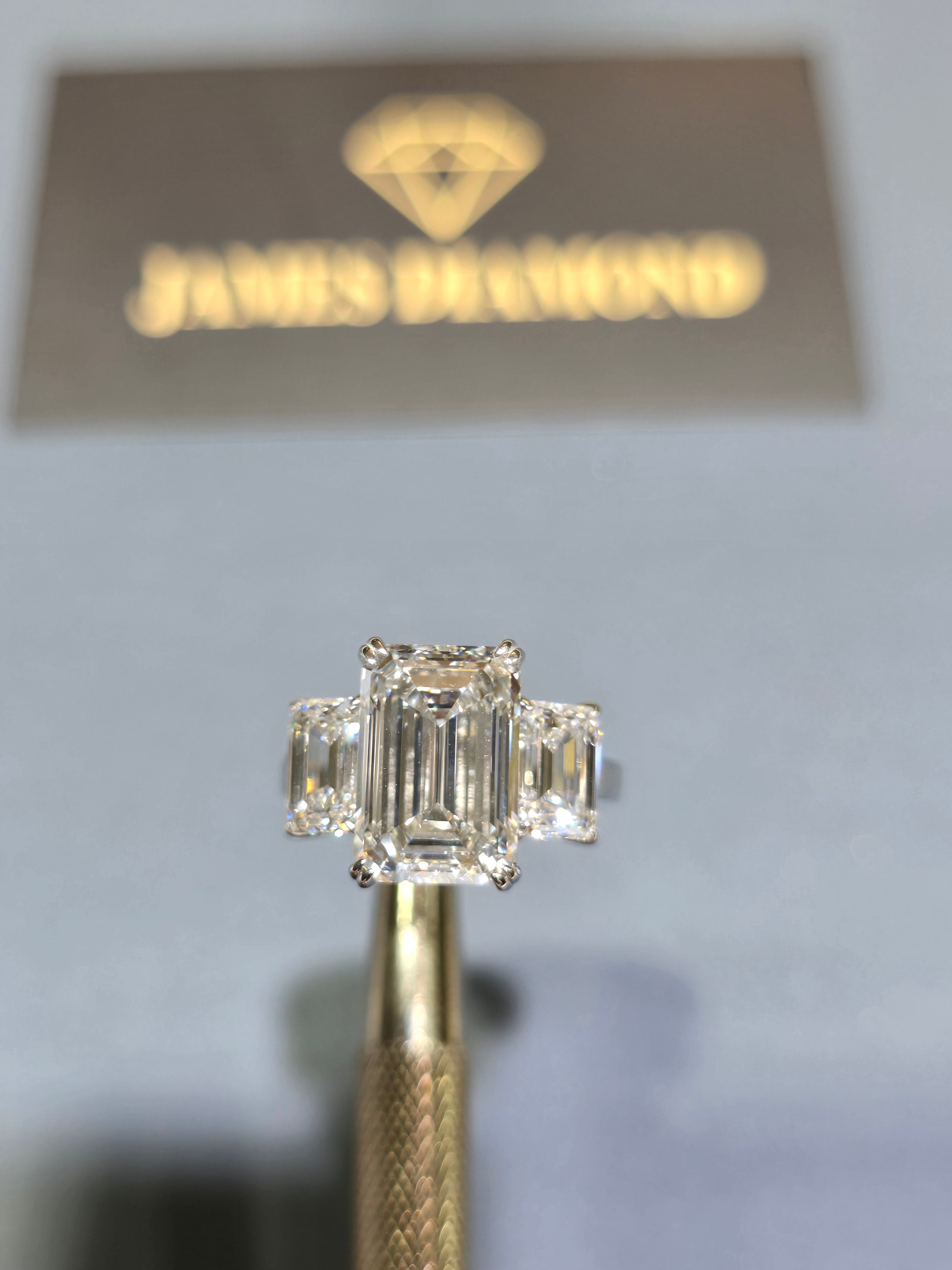 Trinity Brilliance – Emerald Cut Diamond Three-Stone Ring