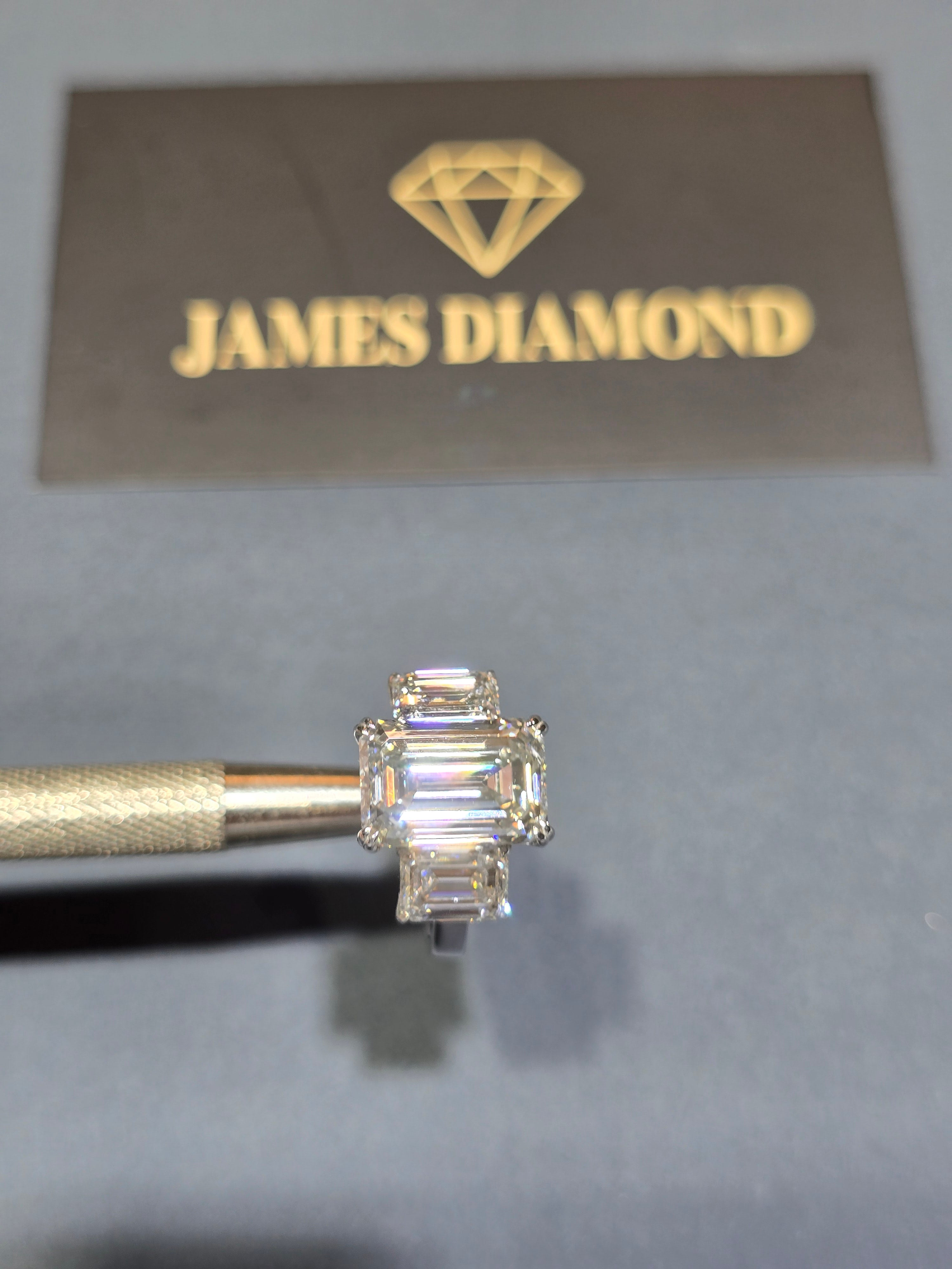 Trinity Brilliance – Emerald Cut Diamond Three-Stone Ring