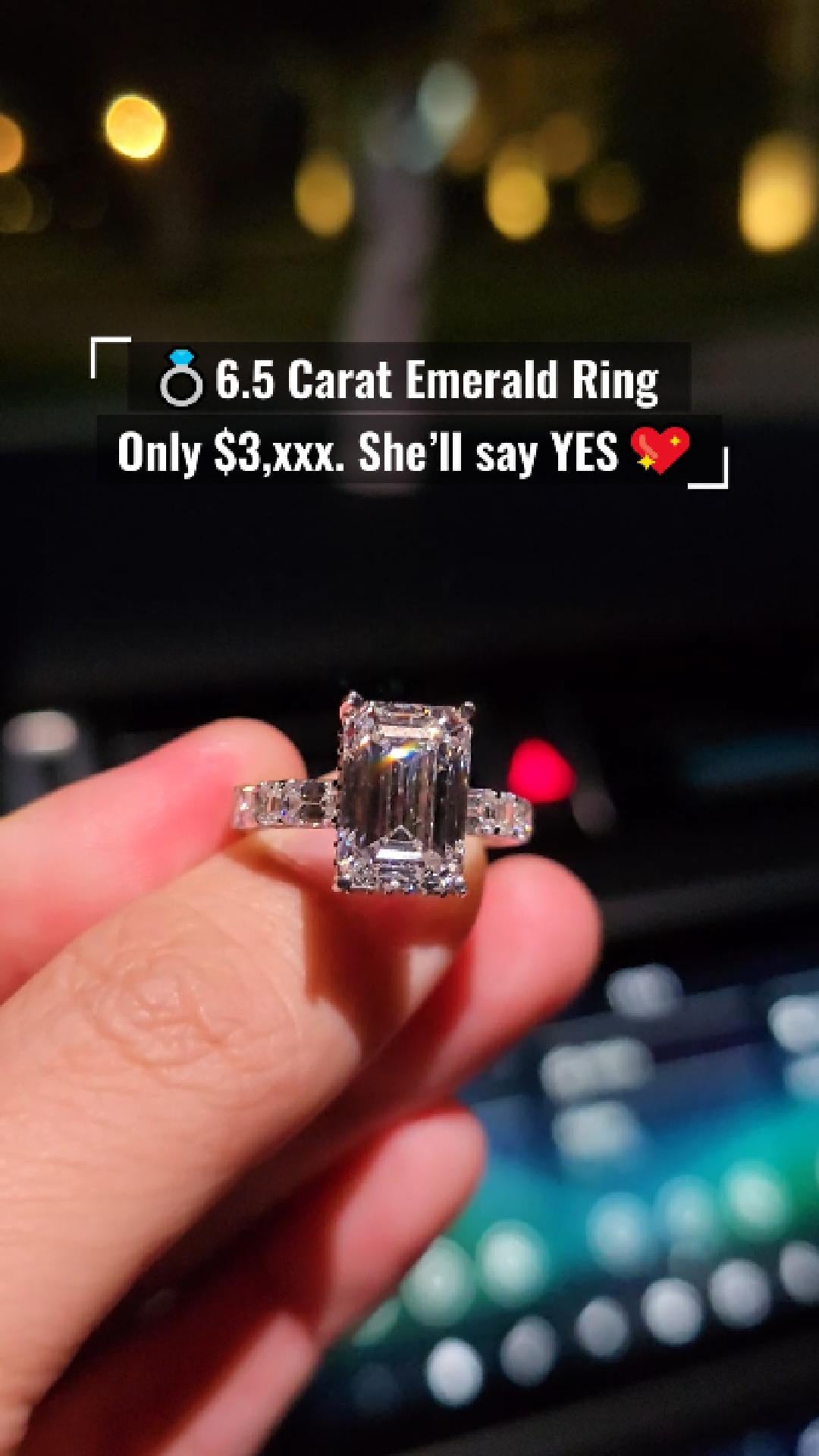 Emerald Cut Diamond Engagement Ring 💍 | 6.5 Carat Center | IGI Certified | 14K Solid Gold | Real / Lab-Grown Diamond