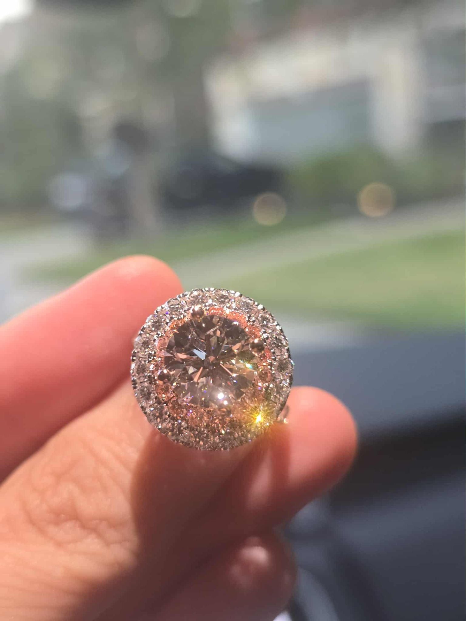 Round Diamond Halo Engagement Ring 💍 | 3 Carat Center | IGI Certified | 14K Solid Gold | Real / Lab-Grown Diamond