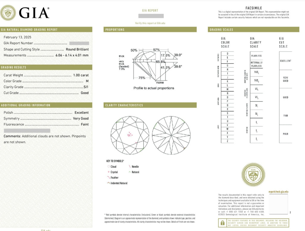Natural Diamond / GIA Certificate / 1 carats M/Si /Clean & Beautiful 💎