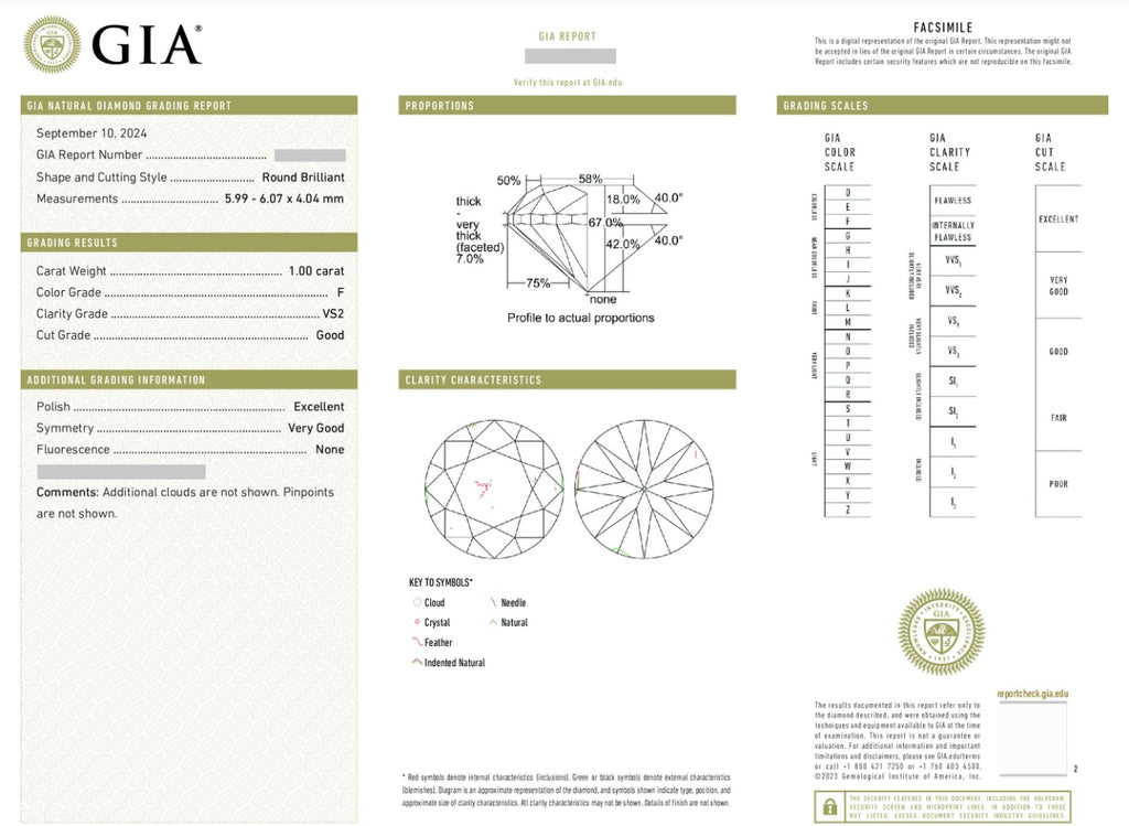 Natural Diamond / GIA Certificate / 1 carat  F/VS 💎