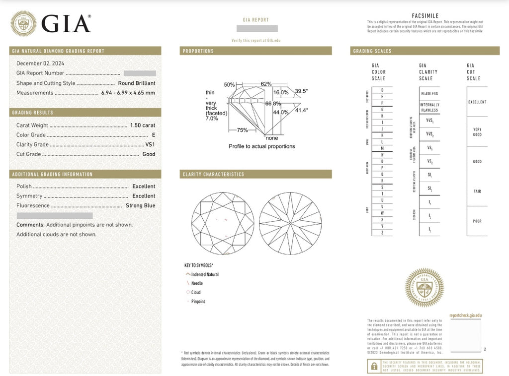 Natural Diamond / GIA Certificate 💎 1.5 carat E/VS1 💎 Best price
