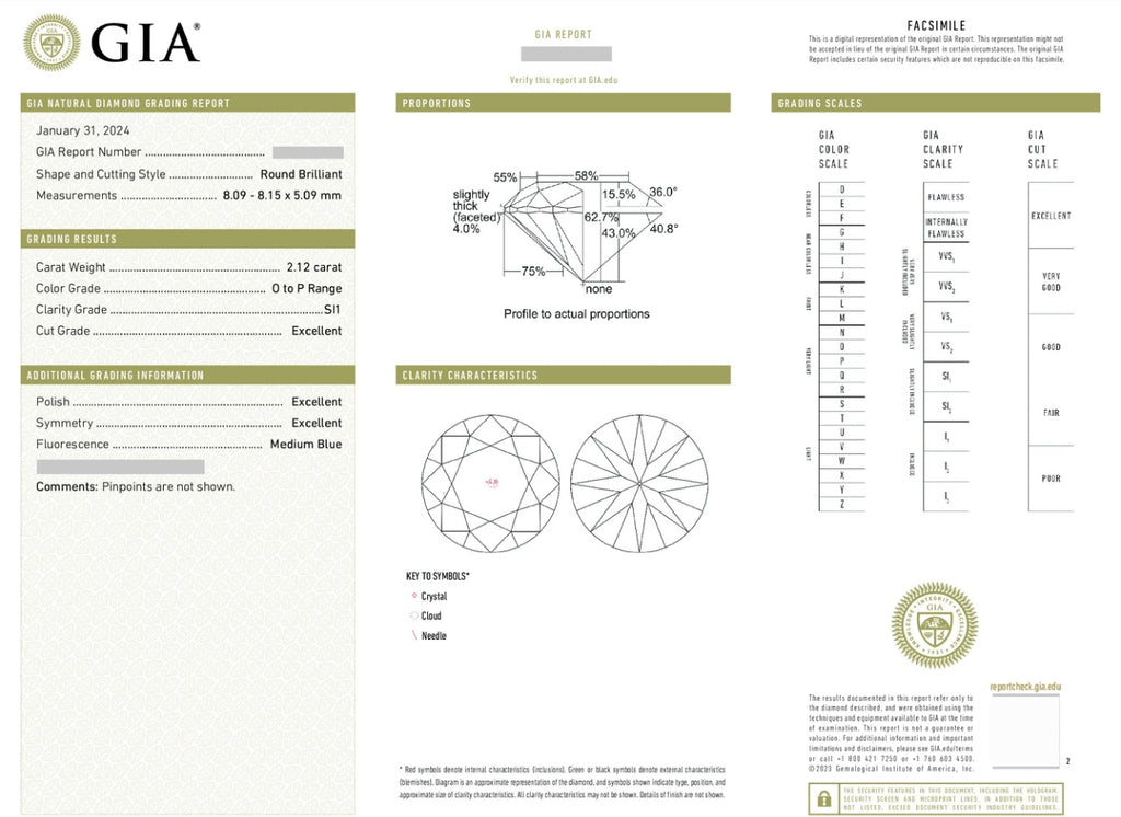 Natural Diamond / GIA Certificate 💎 2.12 carat OP/Si1 💎 Beautiful + Clean 💥