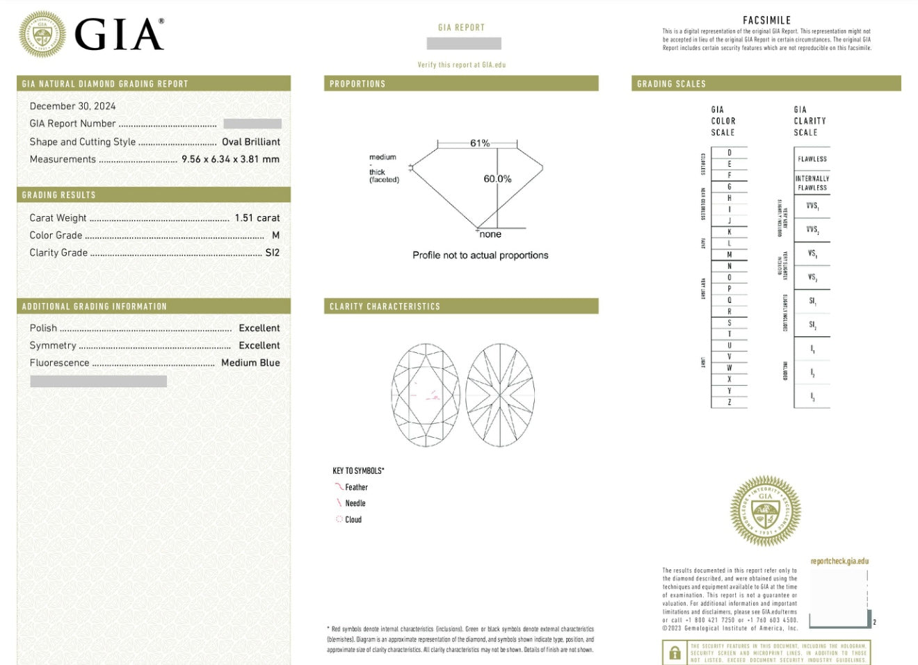 Natural Diamond / GIA Certificate 💎 Oval 1.51 carat M/Si 💥