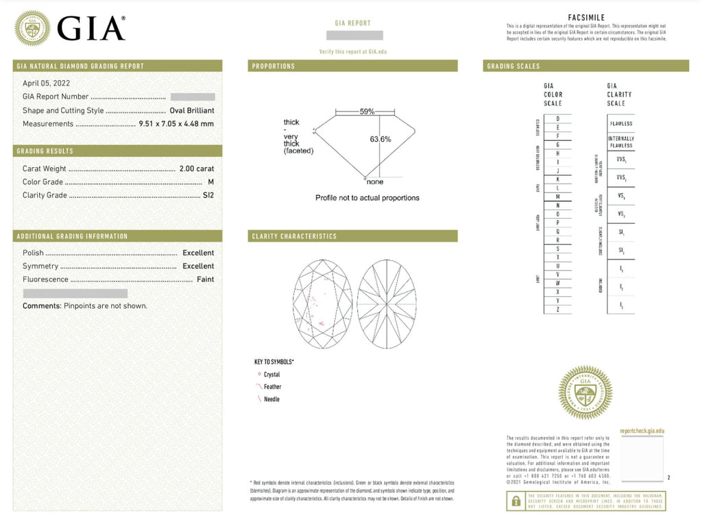 Natural Diamond / GIA Certificate 💎 Oval 2 carat M/Si 💥