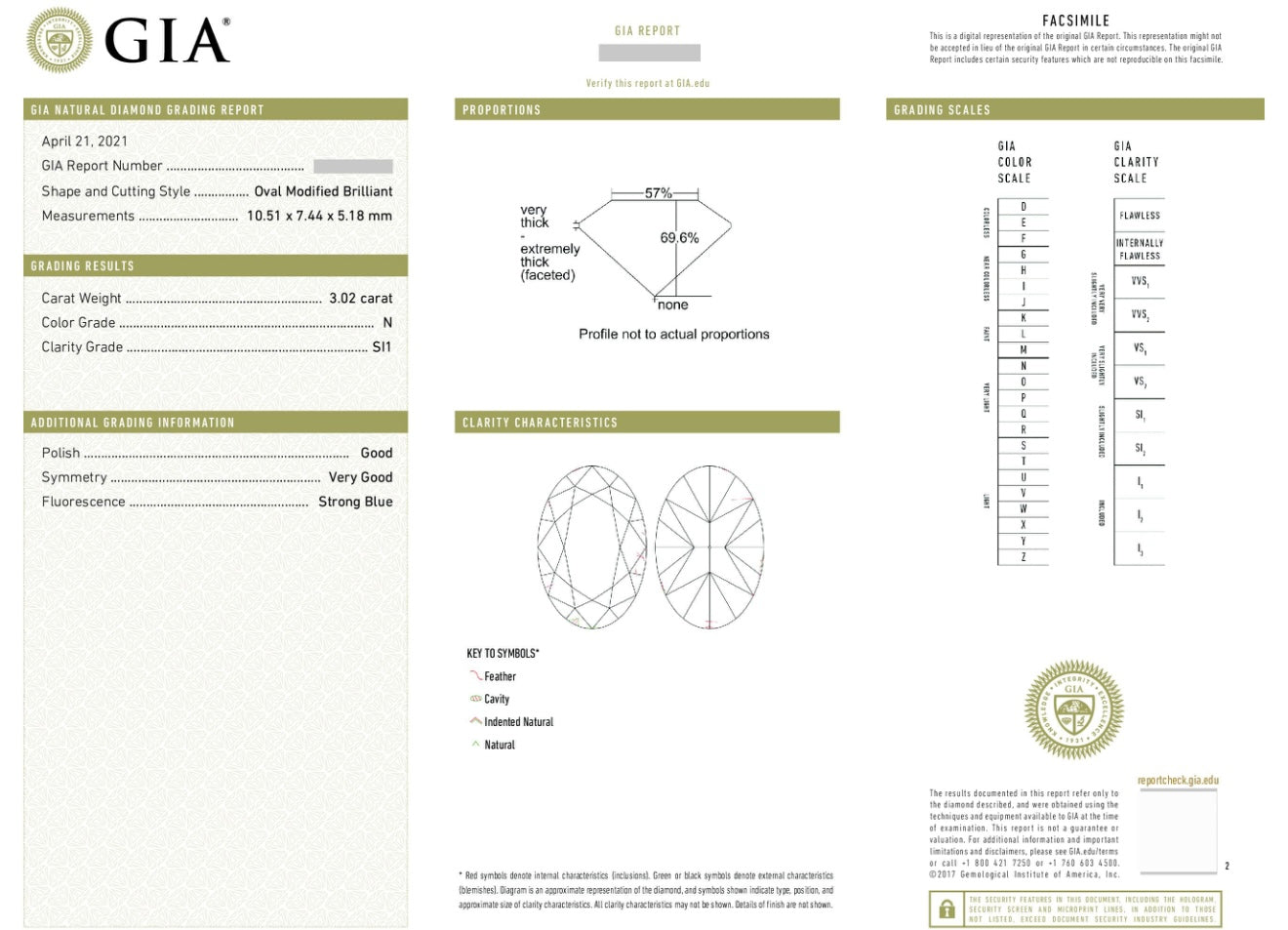 Natural Diamond 💎 GIA Certificate 💎 Oval 3.02 carat N/Si1 💥