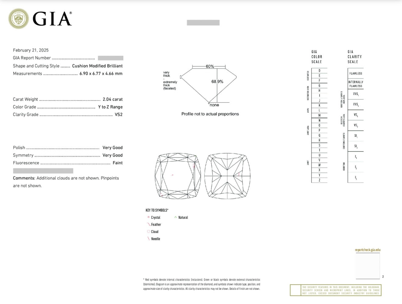 Natural Diamond 💎 Light Yellow - 2.04 carat Y/VS2 / GIA Certificate 💎