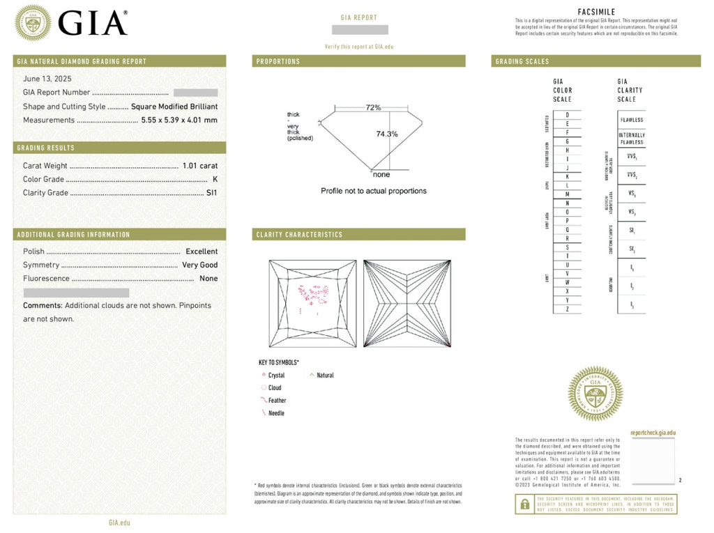 Natural Diamond 💎 Princesa / GIA Certificate K/Si1 💎 Best price 💥