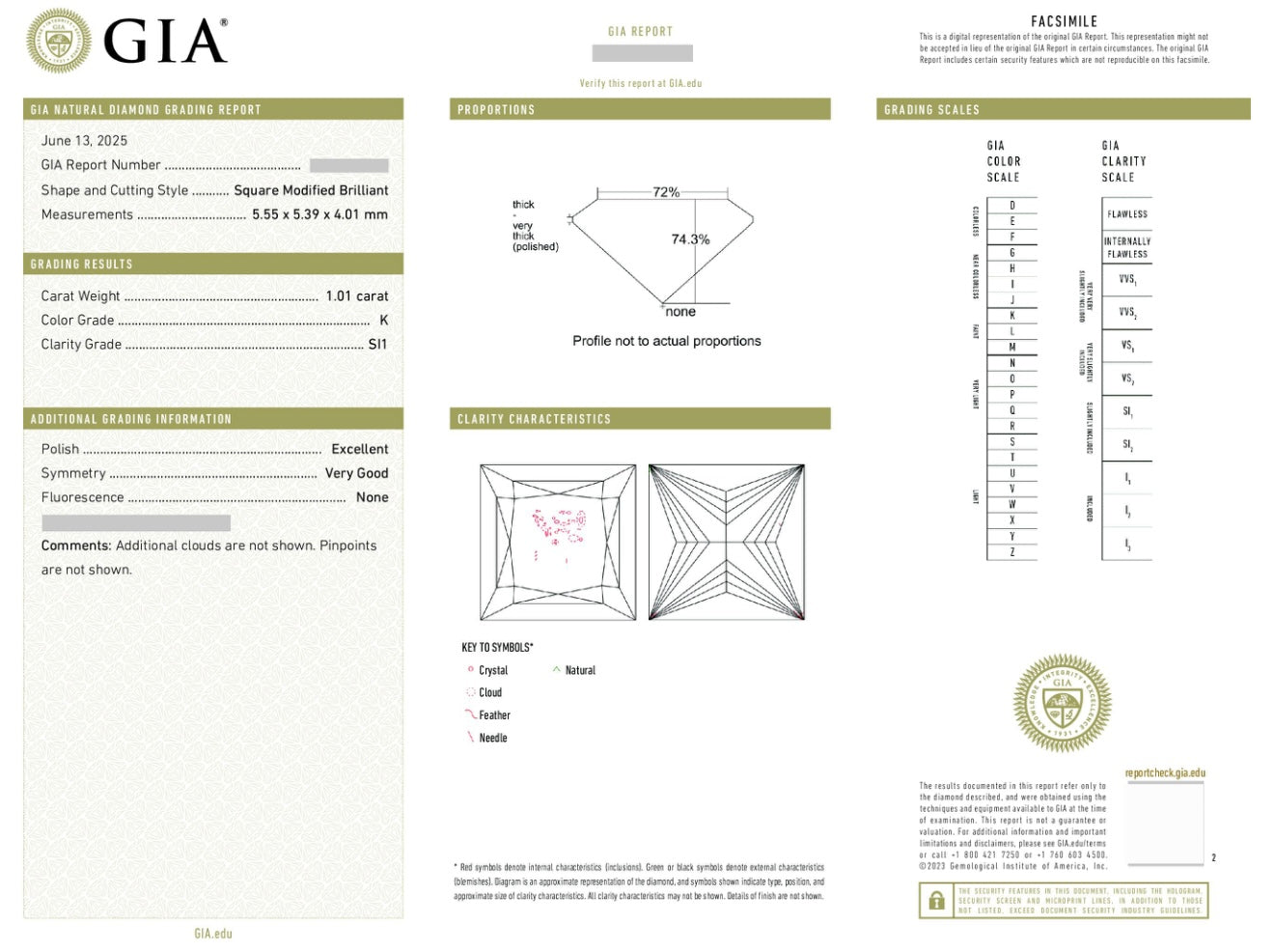 Natural Diamond 💎 Princesa / GIA Certificate K/Si1 💎 Best price 💥