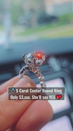Round Diamond Engagement Ring 💍 | 5 Carat Center | IGI Certified | 14K Solid Gold | Real / Lab-Grown Diamond