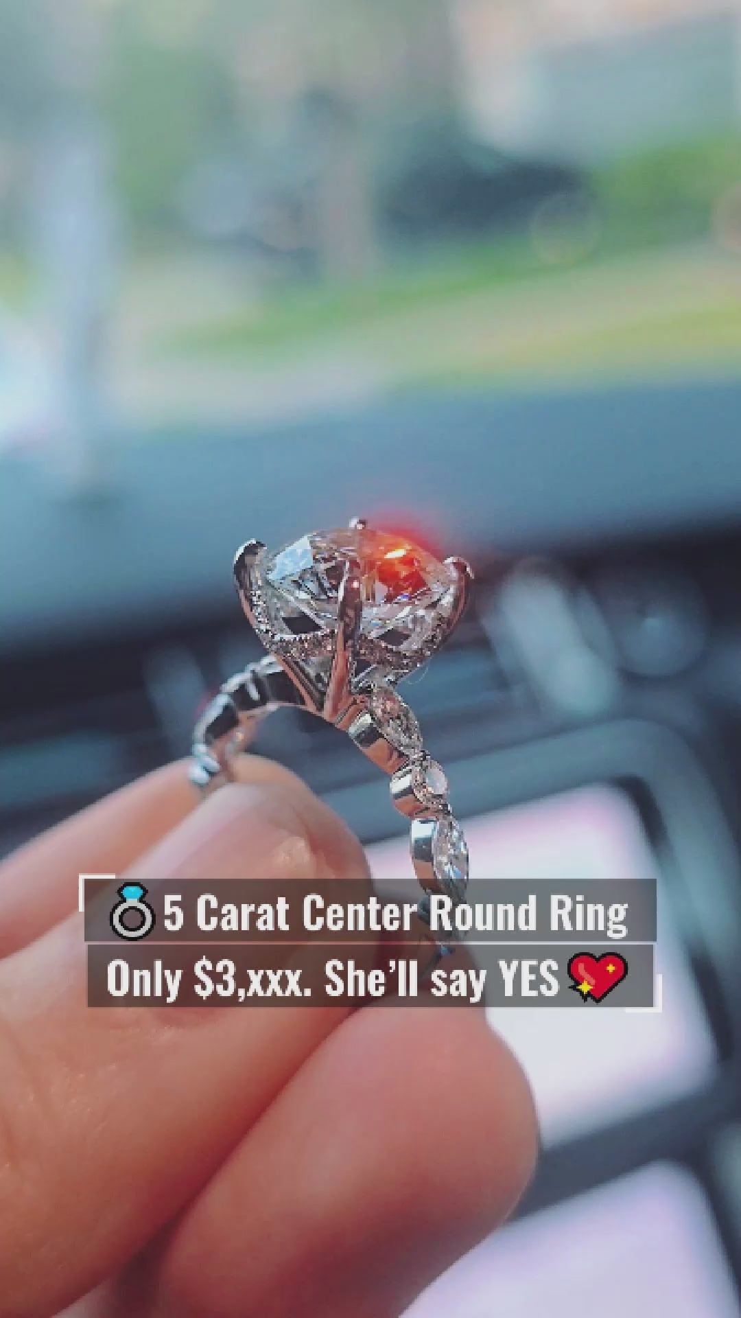 Round Diamond Engagement Ring 💍 | 5 Carat Center | IGI Certified | 14K Solid Gold | Real / Lab-Grown Diamond