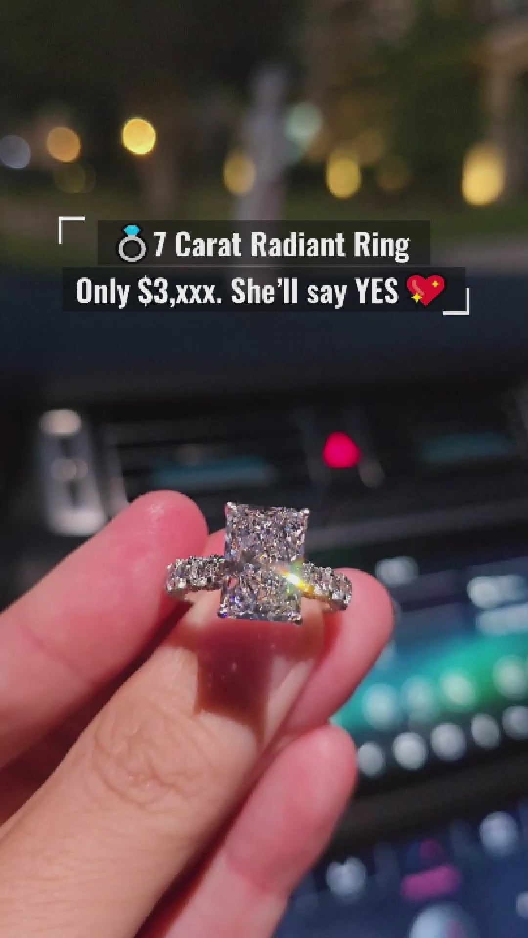 Radiant Diamond Engagement Ring 💍 | 7 Carat Center | IGI Certified | 14K Solid Gold | Real / Lab-Grown Diamond