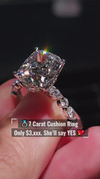 Cushion Diamond Engagement Ring 💍 | 7 Carat Center | IGI Certified | 14K Solid Gold | Real / Lab-Grown Diamond
