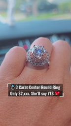 Round Diamond Halo Engagement Ring 💍 | 3 Carat Center | IGI Certified | 14K Solid Gold | Real / Lab-Grown Diamond