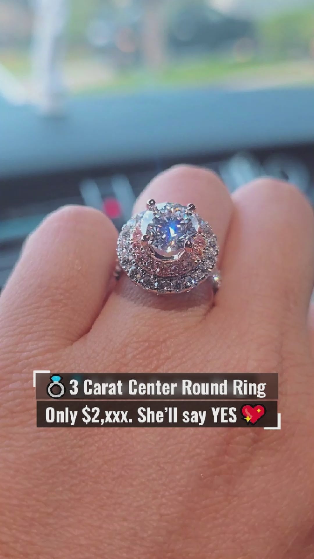 Round Diamond Halo Engagement Ring 💍 | 3 Carat Center | IGI Certified | 14K Solid Gold | Real / Lab-Grown Diamond