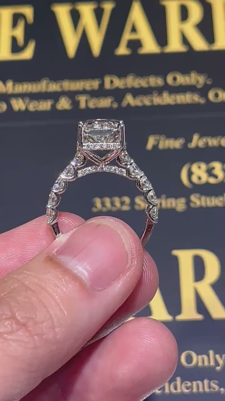 Radiant Diamond Engagement Ring 💍 | 7 Carat Center | IGI Certified | 14K Solid Gold | Real / Lab-Grown Diamond